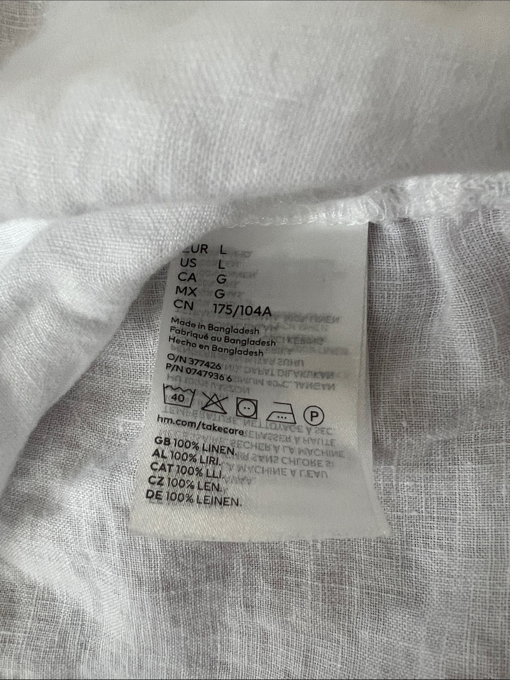 White Linen Pajama Set Size Large - Picture 6 of 6